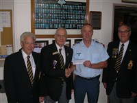 At the presentation of $2,000 from Dunsdon Branch 461 in Brantford, Ont., to the104 Starfighter Squadron Royal Canadian Air Cadets are (from left) Poppy Trustee Huck Welton, Poppy Chairman Lloyd Berkeley, Captain Jody Roberts and President Jack Wallace.